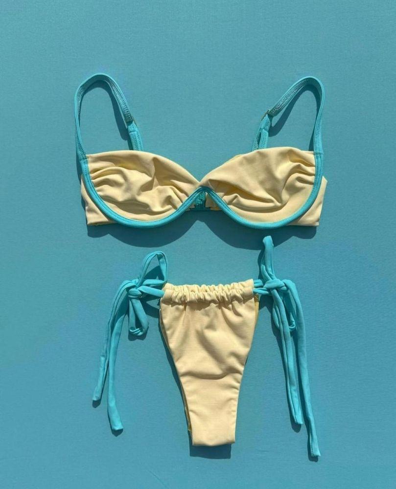 Butter & Aqua Underwire — Butter cup · aqua binding